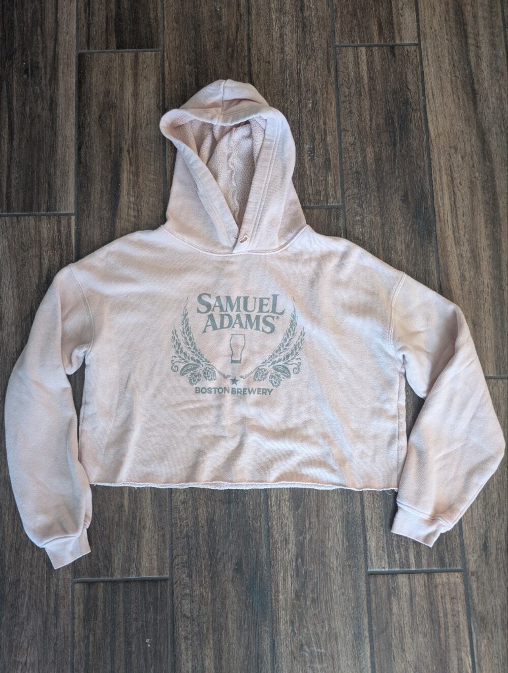 Sam Adams Women's Light Pink Cropped Hoodie Sweater Small